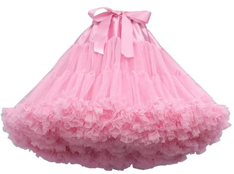 SSDH Puffy Tutu Jupe Layered Ballet Tulle Pettiskirts Robe Costume Danse Doux Jupon Jupon pour Femmes (Rose)