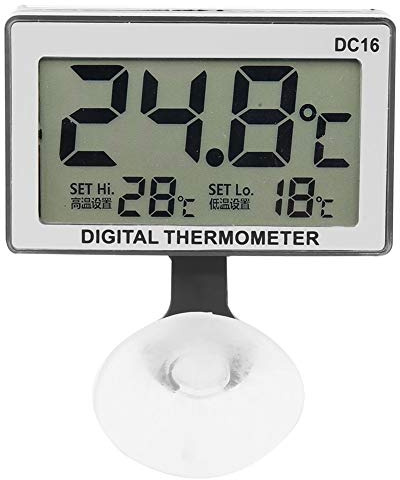Telituny Digitales Thermometer DC16 LCD Digitales Aquarium-Thermometer Wasserdichtes Temperaturthermometer für Wassertank Aquarien