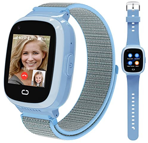 PTHTECHUS 4G Smartwatch Kinder mit GPS und Telefon -Smart Watch Kinder mit WiFi, Videoanruf, SOS, Schulmodus, Kinder Smartwatch für Gungen und Mädchen 5–14 Jahren (Blau)