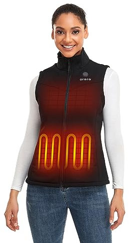 ORORO Beheizbare Weste Fleece Damen Beheizte Fleeceweste mit Powerbank Heizweste Damen - Ladegerät Nicht Enthalten (Neutral Schwarz,S)