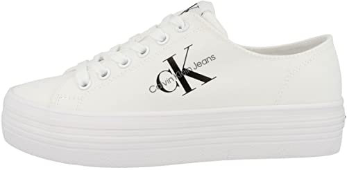 Calvin Klein Jeans Damen Vulcanized Sneaker Vulc Flatform Essential Mono Plateau, Weiß (White), 41