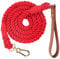 NUGUTIC 5 FT Dog Leash Braided Cotton Rope Dog Leash with Leather Handle for Small Medium and Large Dogs, Wine Red
