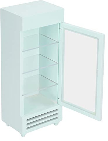 Bnineteenteam Dollhouse Vertical Refrigerator, Birch 1:12 Dollhouse Upright Refrigerator Miniature Vending Machine for DIY(Mint Green) Simulation Furniture