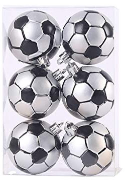6 Stücke Klassische Weihnachten Ball Hängen Ornamente, Kollektion Fußball, Baseball, Baumdekoration, Weihnachtskugeln Ornament Dekoration, thematisch mit Baumrock Dekorationszubehör (A)