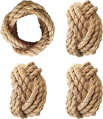 KPAVIR Set of 8 Handmade Jute Napkin Rings – Rustic Farmhouse Napkin Holders, Natural Burlap Rope Napkin Rings for Dining Table, Wedding & Party Table Decor (Natural)