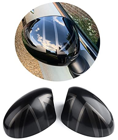 MINI Extérieur Miroir Décor, coques de rétroviseurs latéraux pour Mini Cooper One/S/JCW R55 R56 R57 R58 R59 R60 R61 (UK Noir, Série R Pliage manuel)