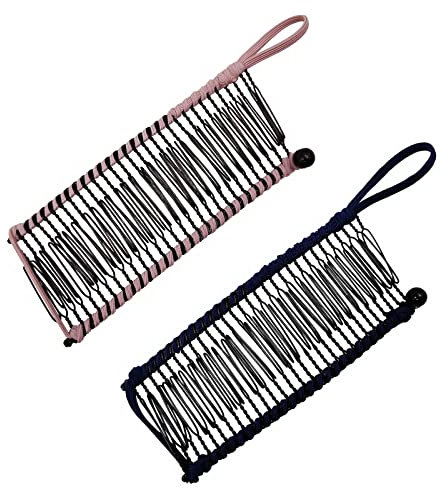 Lot de 2 pinces banane 30 dents extensibles pour cheveux épais bouclés ondulés