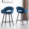 chairus Barhocker Drehbar mit Armlehnen Samt Bistrohocker 2er Set Tresenhocker Küche Hoher Hocker mit 4 Beine (Blau(Samt)-2)