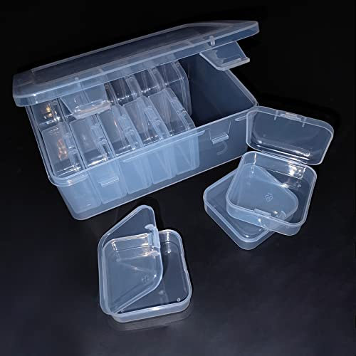 Aufbewahrungsbox mit Deckel Klein, 16 STK Plastik Klar Box Kunststoff Aufbewahrung Behälter Box, Leere Mini Organizer für Kleine Perlen, Pillen, Schmuck, Schrauben Sortierbox, Andere Bastelprojekte
