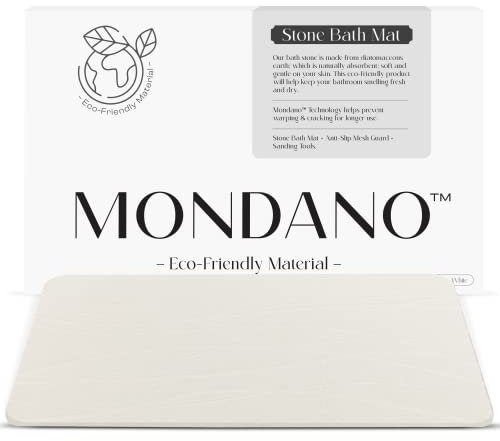Mondano Stein Badematte, Kieselgur Erde Badematte Stein,Stein Badematten für Badezimmer, schnell trocknende Stein Badematte, Stein Duschmatte,Kieselstein Weiß