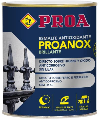 Esmalte antioxidante directo sobre óxido BRILLANTE. Blanco. 750 ML. Pintar sobre hierro y óxido sin necesidad de imprimación. PROANOX.