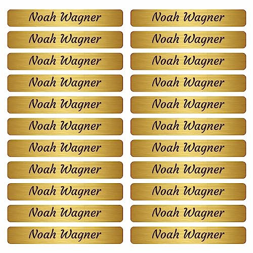 Klebeetiketten - Aufkleber 46x7 mm 120 Stück - Design Gold - mit Wunschtext - Name - personalisiert - Namensaufkleber - für Jugendliche - Firma - Universität - Schule - Kinder - KITA