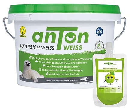 Anton Weiss® | 1L | inkl. Freche Früchte Abtönfarbe 100ml (Aktivierender Apfel | grün)