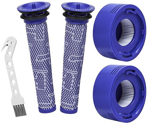 Dyson V7, V8 Animal and Absolute Cordless Vacuum Replacement Kit - 2 Pre-Filters, 2 Post-Filters, 1 Brush - Replaces Part # 965661-01 & 967478-01
