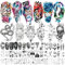 DIVAWOO 60 Blätter Realistische Temporäre Tattoos - 12 Blätter Groß Halbarm Päonie Rose Blume Schlange Löwe Fake Tattoos, 48 Blätter Klein Schwarz Temporäre Tattoos for Frauen Halloween