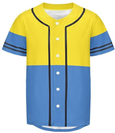 ILmira Herren-Baseball-T-Shirt, Ukraine-Flagge, Button-Down-Trikot, Hipster, Hip-Hop-T-Shirt, mehrfarbig, S