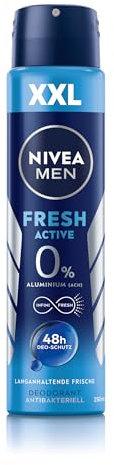 NIVEA MEN Fresh Active Deo Spray XXL, Deodorant für 48h Schutz und langanhaltende Frische, Deo für Männer ohne Aluminium mit anti-bakteriellen Wirkstoffen und Meeresextrakten (250 ml)