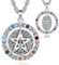 CELESTIA Pentagramm Kette Damen Drehbar Pentagramm Anhänger mit Chakra Kristall Silber 925 Hexe Hexen Schmuck Wicca Heidnisch Amulett Spirituelle Esoterik Geschenke Frauen Männer
