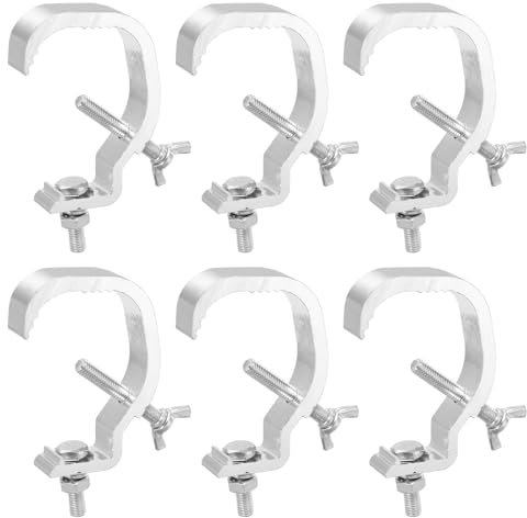 sourcing map Light Truss Clamps, 0.8 W Stage Lighting Pipe C Clamp Pure Aluminum for 1.18-2.05 OD Tube Max Load 20lb, 6Pcs