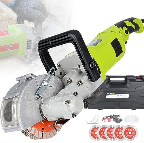 Electric Wall Chaser 4000w 7500rpm Wall Groove Cutting Machine Slotter Adjustable Cutting Depth & Width for Granite Marble Concrete Stone,125mm