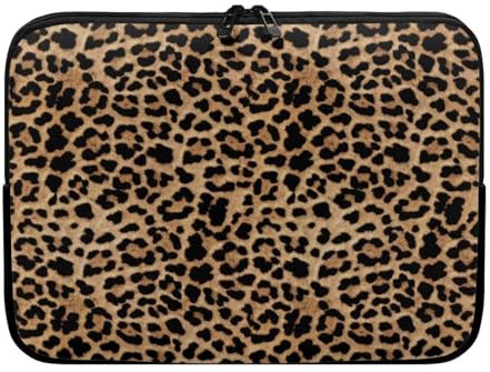 UOIMAG Brown Leopard Laptop Sleeve Case Cheetah Animal Print Laptop Bag 15 Portable Computer Carrying Case Bag