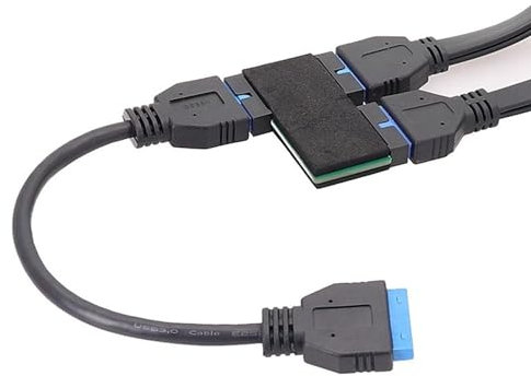 Splitter USB 3.0 aggiornato, cavo di prolunga USB 3.0, cavo di prolunga per scheda madre 19/20 pin header da 1 a 2 hub con chip, stabile e affidabile