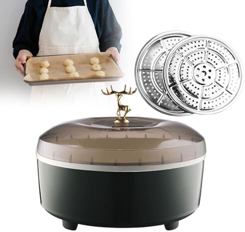 pealiritansemen Panier À Pain, Machine De Fermentation Au Levain avec 2 Supports Ronds pour Cuiseur Vapeur, Boîte De Fermentation À Température Constante, Couvercle Isolant Transparent,Green