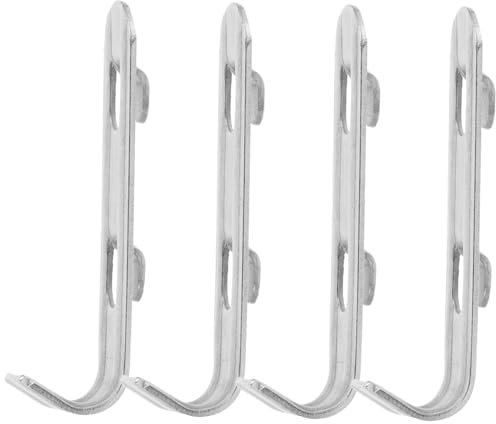 UKCOCO 4pcs Stainless Steel Hook Fridge Organiser Shelf Supports Refrigerator Cooler Shelf Clips Easy Install Home Kitchen Storage
