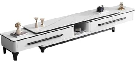 GLigeT TV Lowboard Leichter Luxus-Couchtisch aus Schiefer, TV-Schrank, Kombination aus Wohnzimmer, Heim-TV-Schrank, moderner, einfacher, ausziehbarer Massivholz-Bodenschrank Fernsehtisch für TV