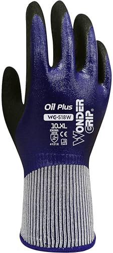 Wondergrip - Oil Plus - WG-518W Safety Gloves - Double Nitrile Coating - Fully Coated & 100% Waterproof - High Grip & Ergonomic Fit - For Wet and Oily Conditions - Purple - XX Large