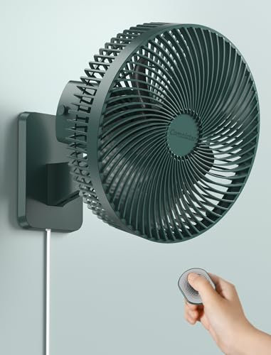 Comoistar Ventilador oscilante de pared de 10 pulgadas con 4 velocidades y temporizador, ventilador portátil de ducha de baño, para dormitorio, garaje, sótano
