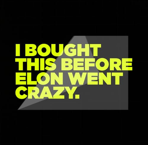 Sons of Battery - I BOUGHT THIS BEFORE ELON WENT CRAZY ca. 11 x 5,5 cm - 13 Farben - Bekannt auf den Medien Original Anti Elon Auto Aufkleber Vinyl Sticker (Neongelb)