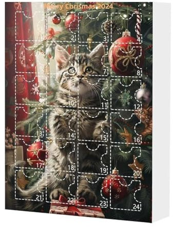 Adventskalender 2024, 24pcs Katzen Adventskalender 2024 Weihnachten Countdown, Liebhaber Advent Tre Weihnachtskalender 2024,
