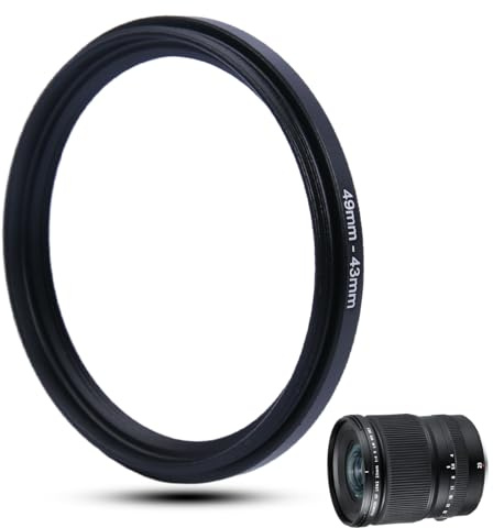 Metall Step-Down Ring Filter Adapter - 49mm auf 43mm - Metallring Step-Down Adapter für Filter, kompatibel mit Allen 43mm UV, CPL, ND-Filtern, Objektivhauben, gewindegedrehten Objektiven usw