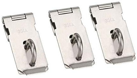TOP-VIGOR 3Pcs Door Padlock Hasp, 2 inch Stainless Steel Heavy Duty Shed Lock Hasp, Door Clasp Gate Security Lock Latch Hinge for Internal External Door Cupboard Cabinet
