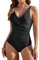 Tuopuda Bañadores Mujer Reductor Barriga Bañador Push up con Relleno V-Cuello Trajes de Baño Una Pieza Monokini Bañador Natacion Surf Swimwear para Playa Piscina Vacaciones, Negro, XXL