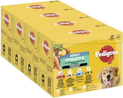 PEDIGREE DOGCARE Hundefutter Portionsbeutel Vitality+ Chunks in Soße Adult 4 x 12 x 85g