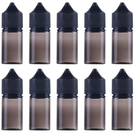 10 Pack Gorilla Chubby Unicorn PET V3 Bottles With Leak-proof Childproof Tampering Caps,Squeeze Dropper Bottle Dispenser for Liquids Mixing DIY (Transparent Black,30ml Short Chubby Style)