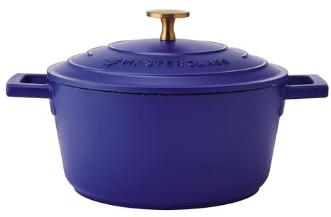 MasterClass Cast Aluminium Electric Blue Casserole Dish, 20cm, 2.5 Litre, Gift Boxed