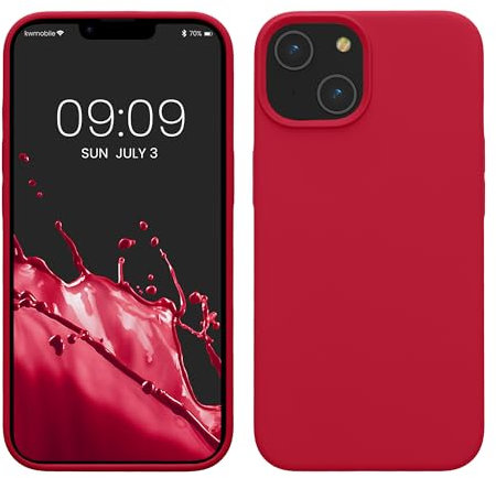 kwmobile Cover per Apple iPhone 14 Custodia - Back Case per Caricatore Wireless - Antiurto e Flessibile in Silicone TPU - rosso melograno