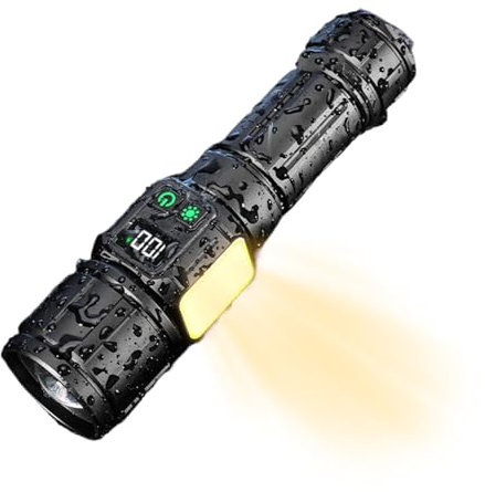 Linterna Recargable De Alta Luminosidad, Compacta Y Súper Brillante Con 3000 MAh, Hasta 1200 Metros, Impermeable Y Con Luz LED Para Caminar, Acampar Y Uso Al Aire Libre