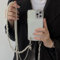 Yhsvie Chaîne de téléphone portable - Coque de protection pour iPhone 14 - Transparent - Avec bracelet perles - En silicone fin - Anti-chocs - Avec chaîne de perles - Avec cordon de suspension