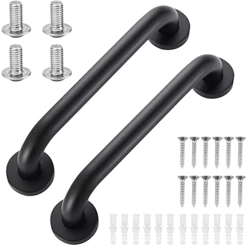2 Pièces Barres D'appui WC Baignoires et Douches, Barre D appui pour Personnes Agées, Barre de Douche, Poignées de Bain, Toilettes, Barre d'appui de Sécurité pour Salle de Bain, Longueur 30cm, Noir