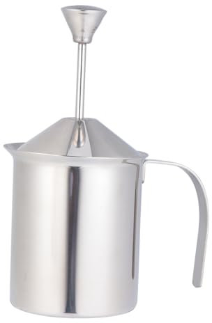 CHICAMPERA Mousseur à Lait Manuel Acier Inoxydable avec Double Filtre Pichet à Mousse pour Créer Mousse Épaisse de Secondes pour Café et Latte Art