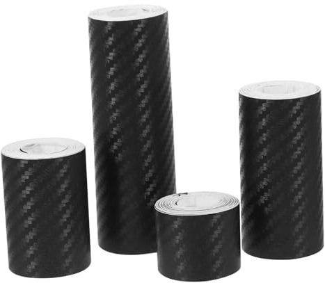 Cabilock Autocollants Réfléchissants 4 Rouleaux pour Voiture Décoratifs et Amovibles en Fibre de Carbone Noir pour Protection et Personnalisation Extérieure