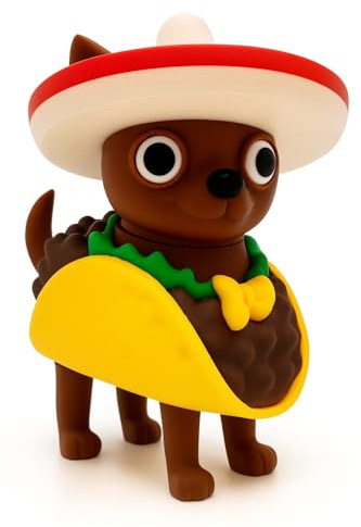 Paquito el Taquito – bewegliche Figur der Brainrot Memes Italiano XL 13 x 12 cm – Offizielle Kollektion Brainrot – Chihuahua Taco mit mexikanischem Hut – Chuhuahuini Taconini Sammlerstück Brain Rot