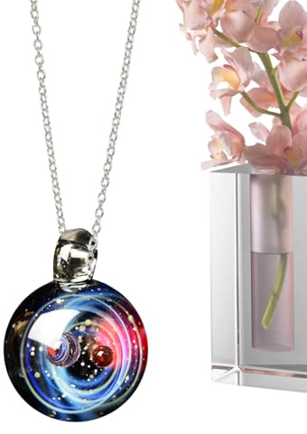 Générique Planet Jewelry – Boule de Terre, collier pour femme | Pour la Saint-Valentin, son anniversaire Space Lover Best Friends Girls | Pendentif boule de verre cosmique étoilé