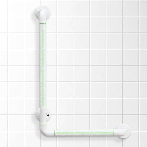 Poignées d'appui pour personnes âgées, aide à l'entrée de baignoire et aux toilettes, poignée de douche antidérapante avec fluorescence, capacité de charge de 660 kg, 70 x 40 cm, blanc