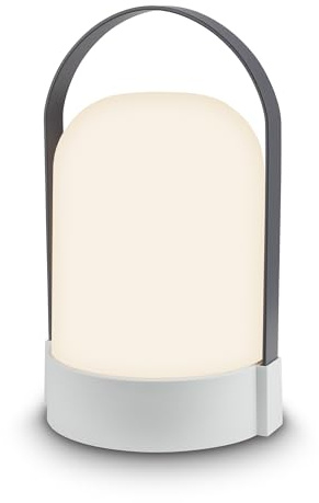 BRILONER - LED Tischlampe kabellos IP44 mit Touch, dimmbar in Stufen, warmweißes Licht, Akku Tischleuchte, Nachttischlampe, LED Lampe, Camping, Outdoor, 14,5 x 13,5 x 24 cm, Grau-Anthrazit