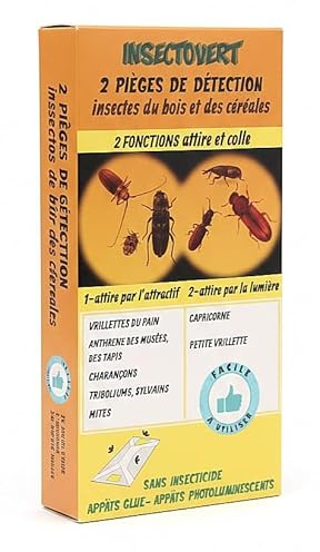 NUISIPRO Piège de Détection Insectes du Bois et des Céréales – Double Attractif Alimentaire & Lumineux – sans Insecticide – 21 × 9,8 cm
